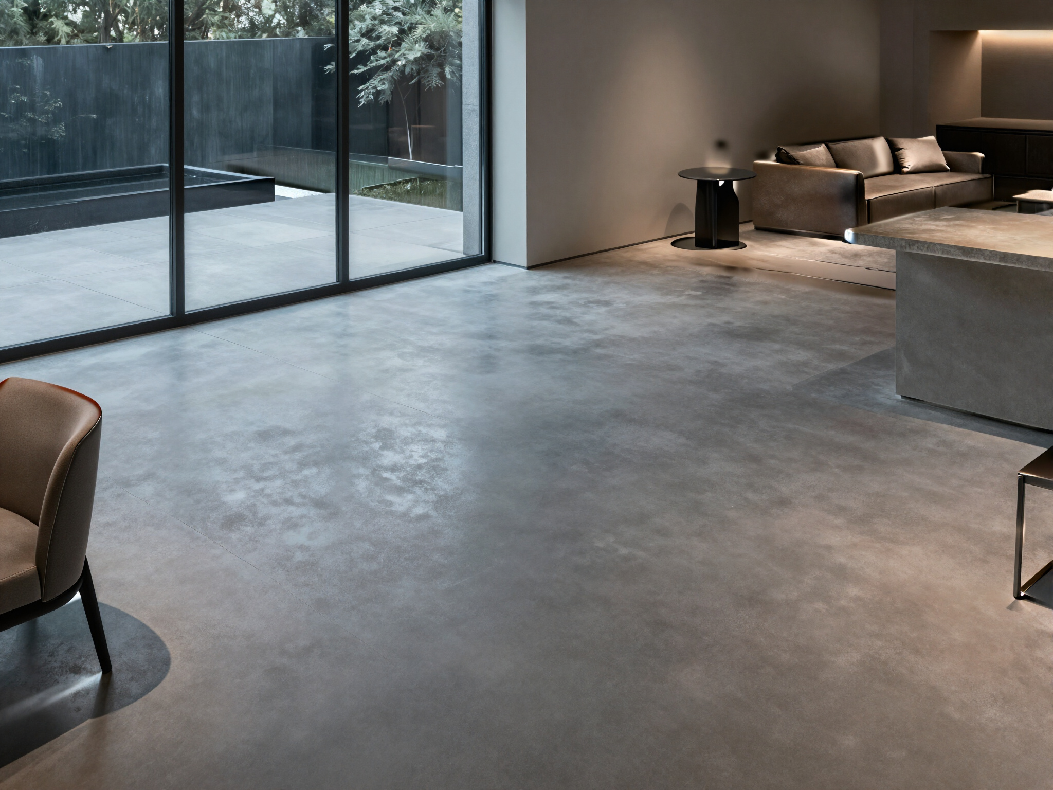 Illustrative polished architectural concrete floor